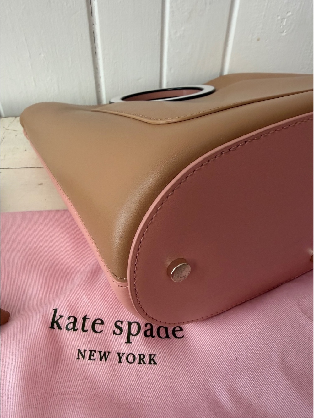 Kate Spade New York Two-Tone Leather Bucket Bag with Detachable Strap and Dust P - Picture 6 of 8